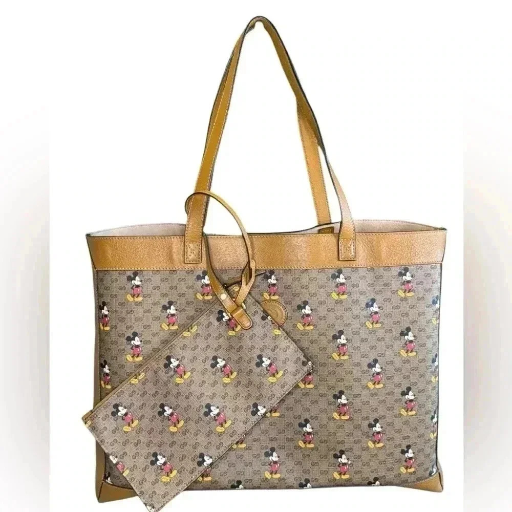 Gucci Disney GG Leather Tote Beige Women’s Bag.